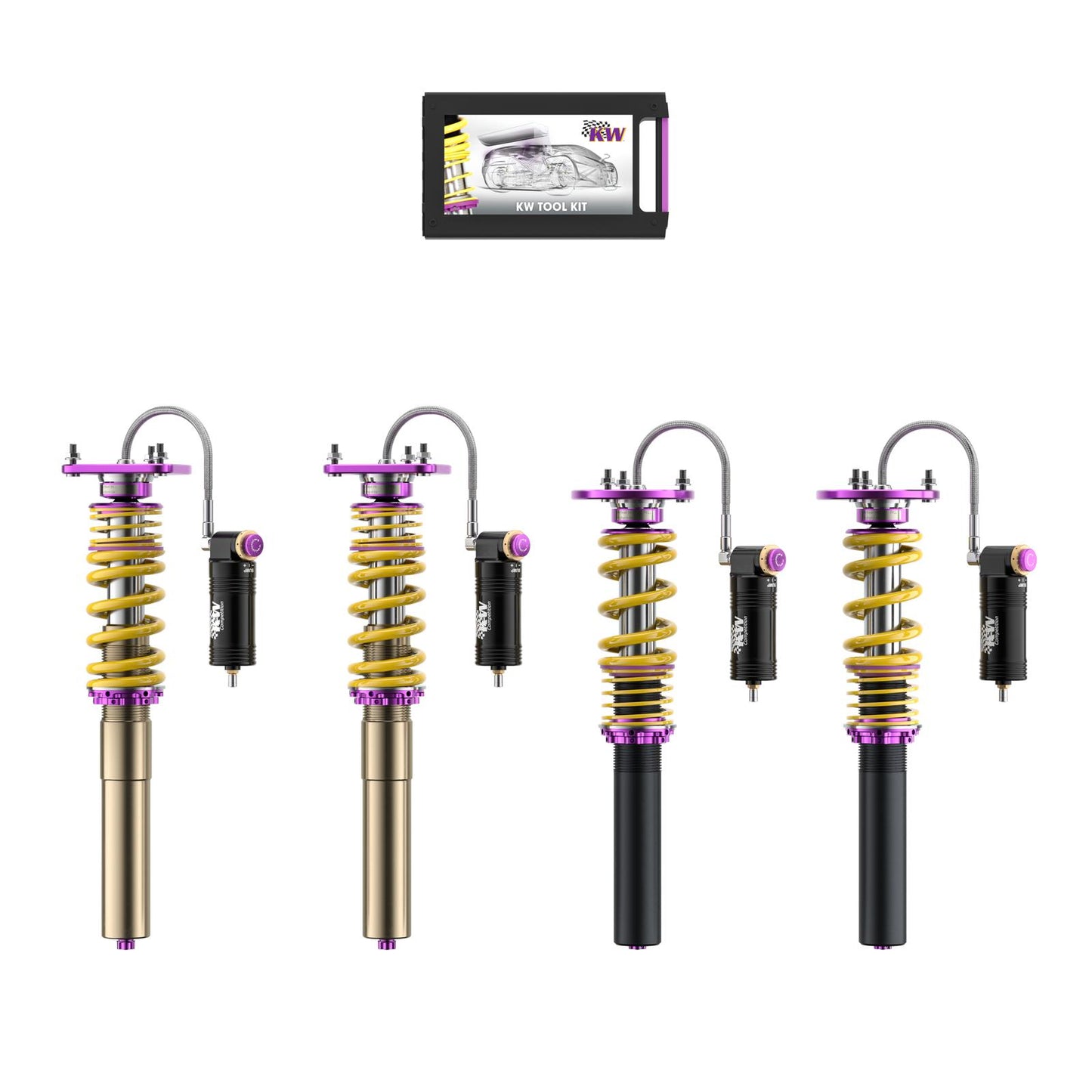 KW V4 Racing – Coilover окачване с регулируеми Top Mounts за Порше Кайман 718 GT4 RS