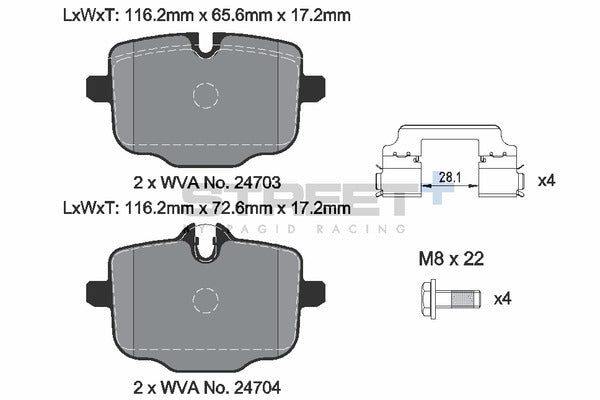 К-Т Накладки Pagid Street+ Задна Ос - G80 / G82 / G83 / G87 - M2 / M3 / M4